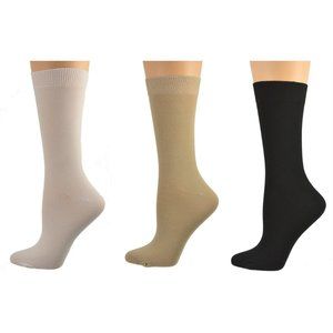 Women's Solid Color Bamboo Crew 3 Pairs Socks